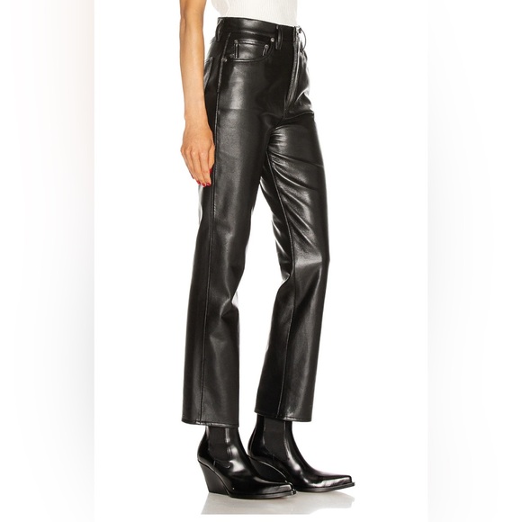 AGOLDE blk Recycled Leather Fitted 90's Jean - Picture 2 of 9